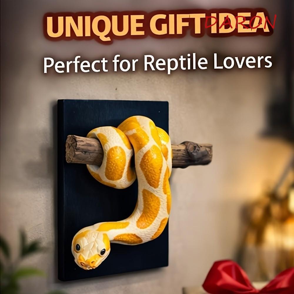 DARON Golden Ball Python Wall Art, Gothic Accent Điêu khắc rắn kim loại 3D thực tế, Nhựa theo chủ đề