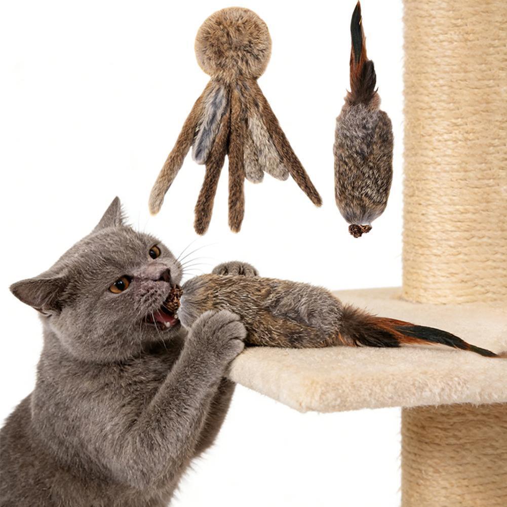 Nhân Tạo Lông Thỏ Đồ Chơi Mèo Bạch Tuộc Thỏ Lông Bóng Cứu Trợ Mèo Teddy Thú Cưng Đồ Chơi Tương Tác M
