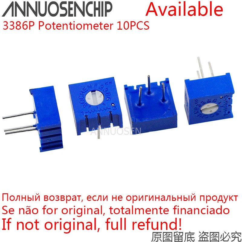 10 CHIẾC 3386P Chiết áp Điện trở có thể điều chỉnh chính xác 1K 2K 5K 10K 20K 50K 100K 200K 500K 1M 