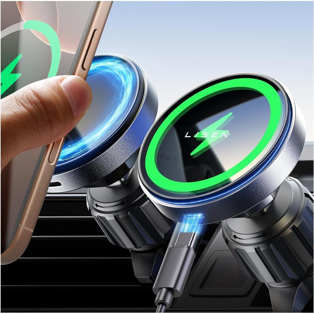 LISEN cho iPhone 17 Pro Max Air Magsafe Car Mount Charger, Sạc nhanh 15W Air Vent Bộ sạc ô tô không 