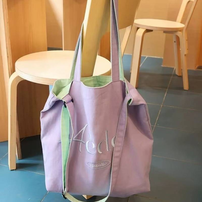 Double-Sided New Bags Letters Canvas Bag I NS Tote Bag Versatile Student Large Capacity Casual Canva