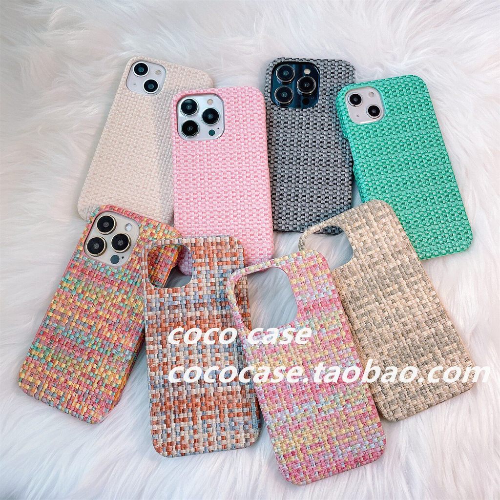 ốp lưng iphone sang chảnh nữ ốp lưng iphone 12 thường Phong Cách Mới 16pro Dệt Họa Tiết 17air Chanel