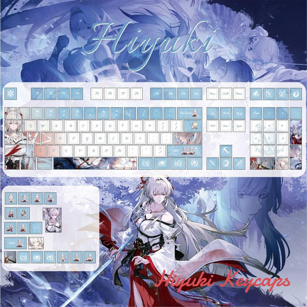 Sóng Gió Gió Hiyuki Keycaps Anh Đào Hồ Sơ 120 Phím PBT Nhuộm Thăng Hoa Wooting Aula F75 Cơ Anime Key