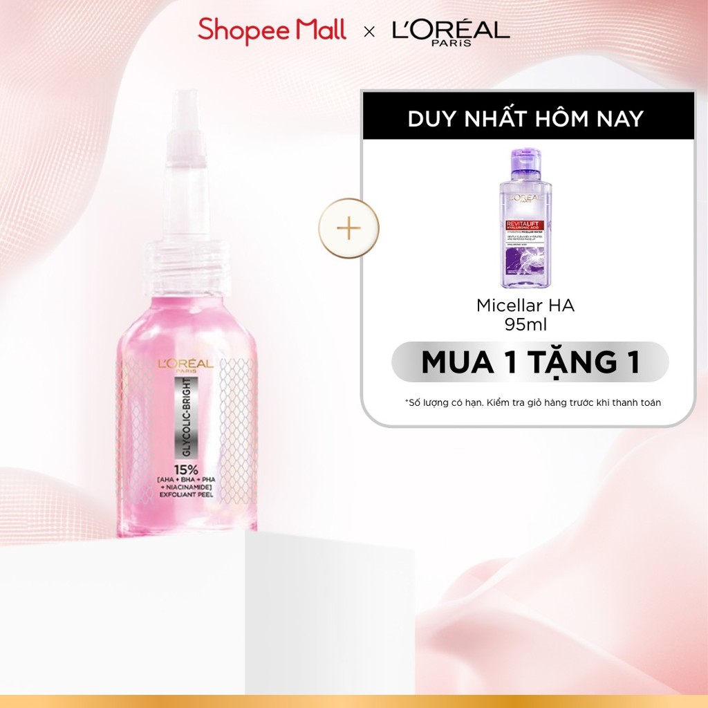 Dưỡng chất làm sạch tế bào da chết Glycolic-bright Anti-dark Spot Exfoliant Peel L’oréal Paris 25ml