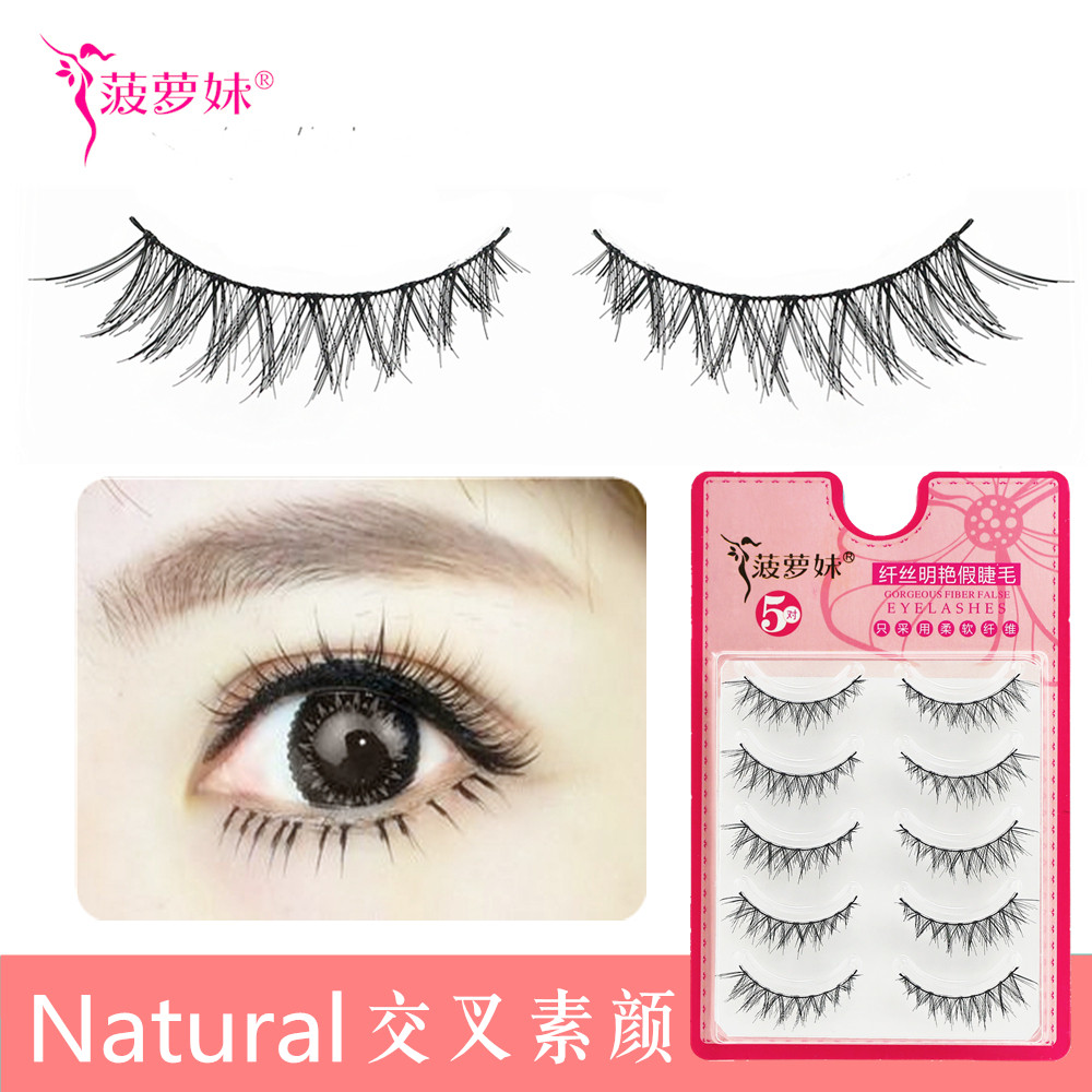 Dứa Bé Gái Sợi Cotton Ngắn Chéo Xộn Lông Mi Giả MF3 Handmade Đài Loan Lông Mi Giả Nhật Bản 5 Đôi