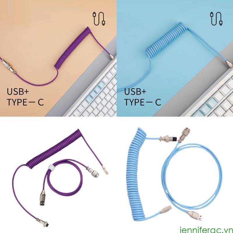 Jenniferac Loại C USB Cuộn Dây Bàn Phím Aviators Máy Tính Để Bàn Đầu Nối Hàng Không