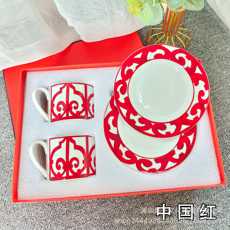 Fashionable coffee cup set, afternoon tea set, black tea cup, coffee2Cup2Dish gift box