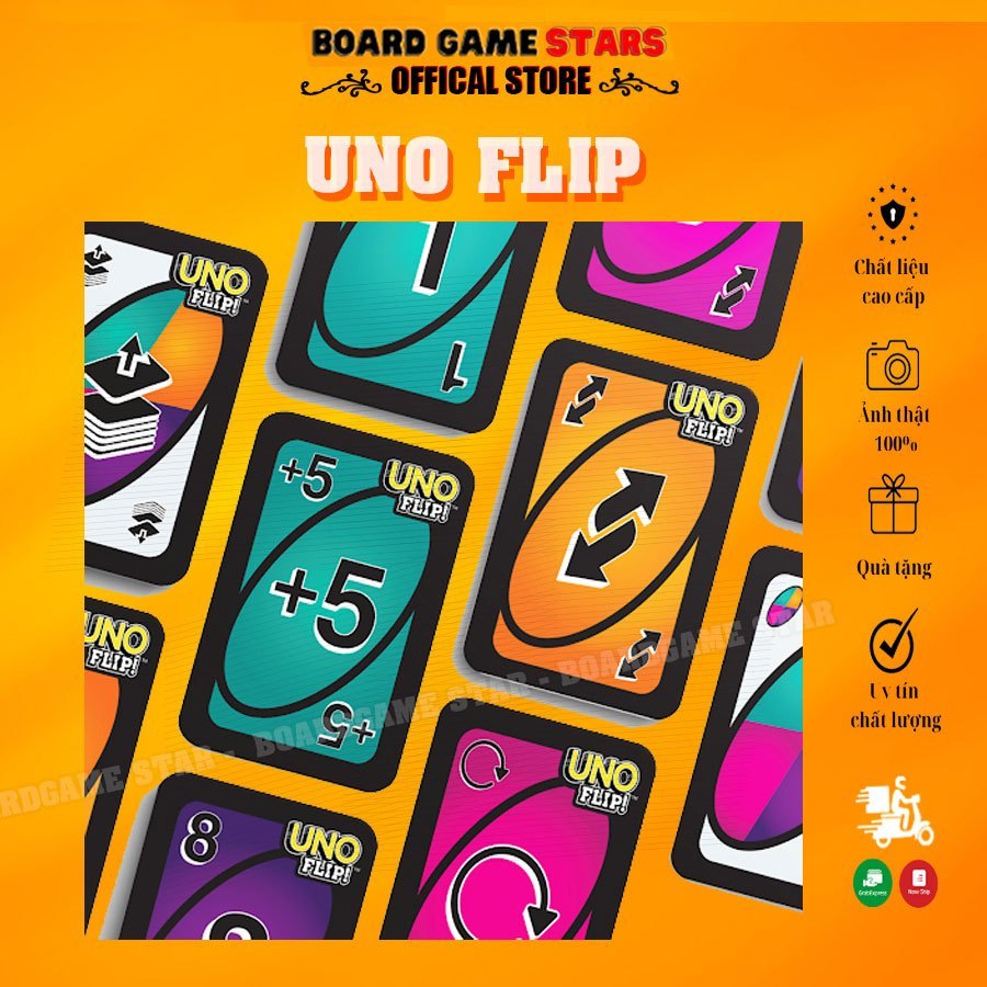 Bộ Bài UNO FLIP - Bài Uno mở rộng, luật chơi hấp dẫn, thẻ bài đồ chơi trẻ em
