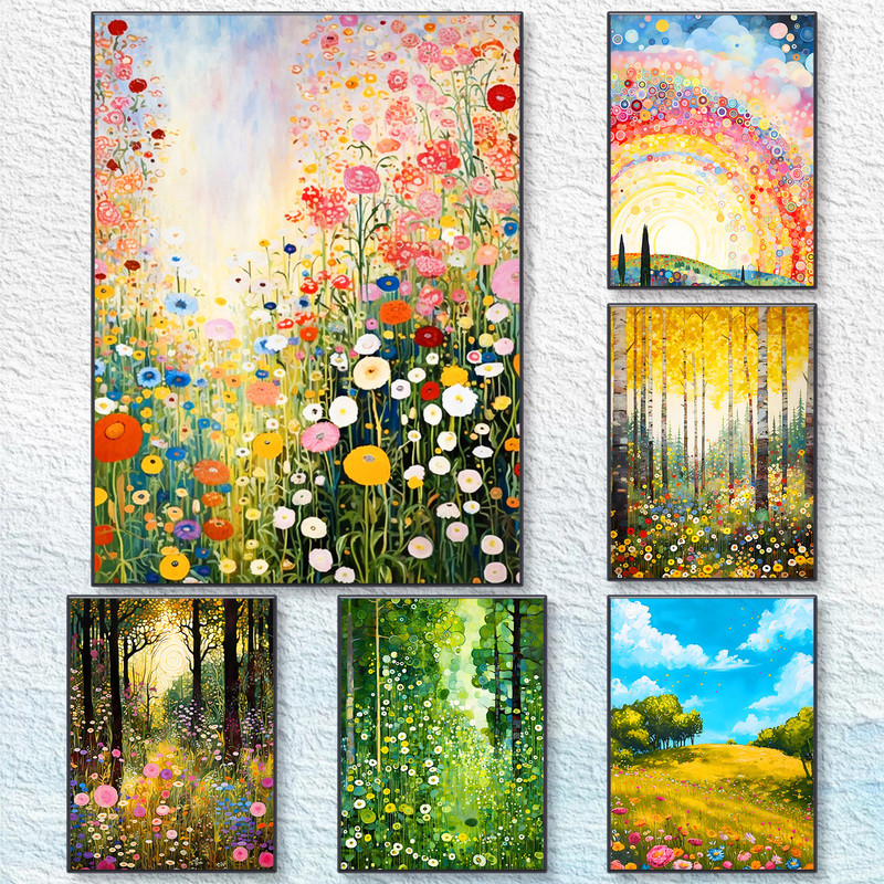 Trừu Tượng Nhiều Màu Sắc Hoa Trường Canvas Treo Tường Nghệ Thuật Đánh Bóng Trang Trí Nhà