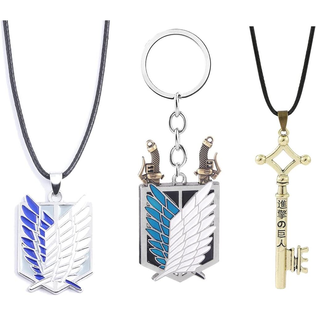 Ealipoi Aot Cosplay Shingeki No Kyojin Vòng Cổ Cánh Tự Do Anime Eren Móc Khóa Phụ Kiện 3 Chiếc