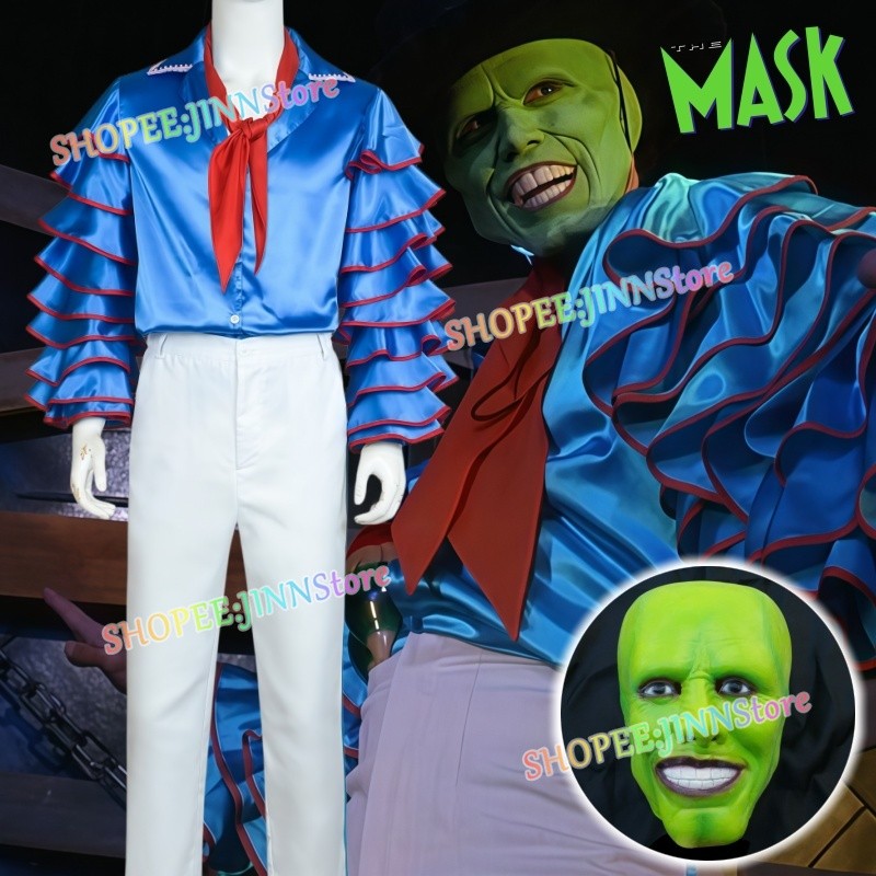 -Áo Costume The Mask màu xanh như Jim Carrey, phù hợp cho lễ hội Halloween