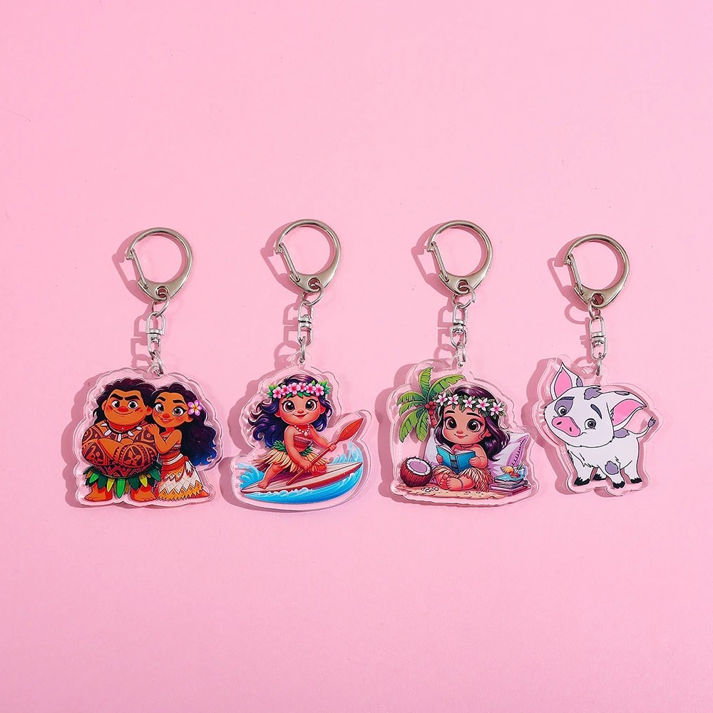 Móc khóa Moana Disney mica acrylic in hình nhân vật Maui Pua dễ thương trang trí cặp sách phụ kiện q