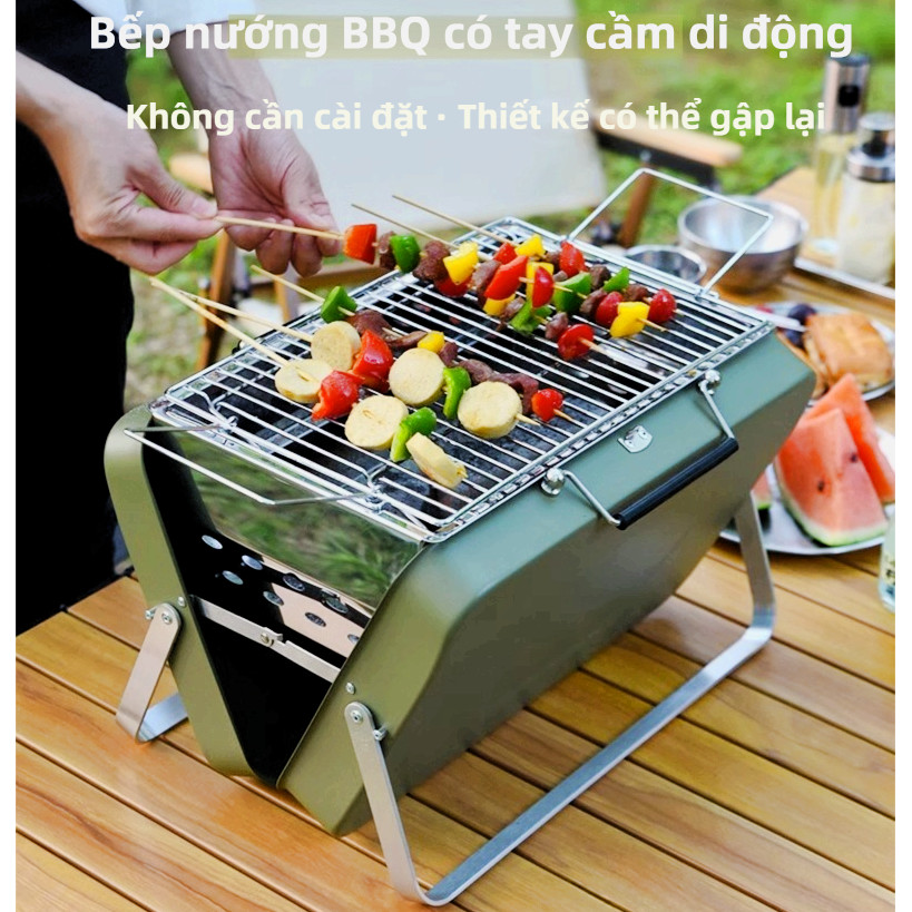 Xách tay BBQ cắm trại ngoài trời BBQ Grill Trang chủ Than gấp Portable Mini Picnic Carbon Grill Full
