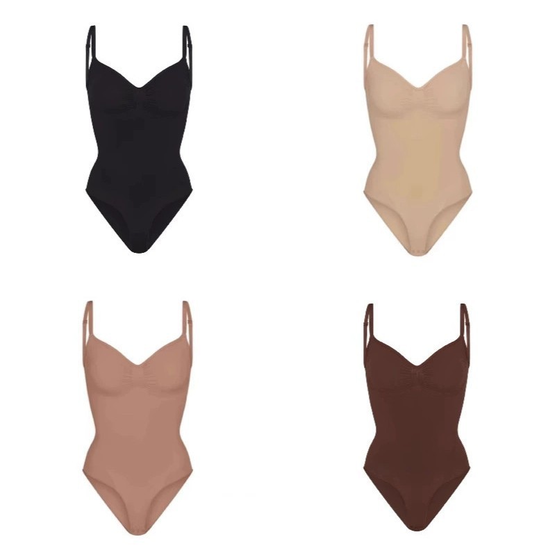 Skims Kardashian-style shapewear, sexy body-shaping, tummy-control one-piece shapewear, seamless cor