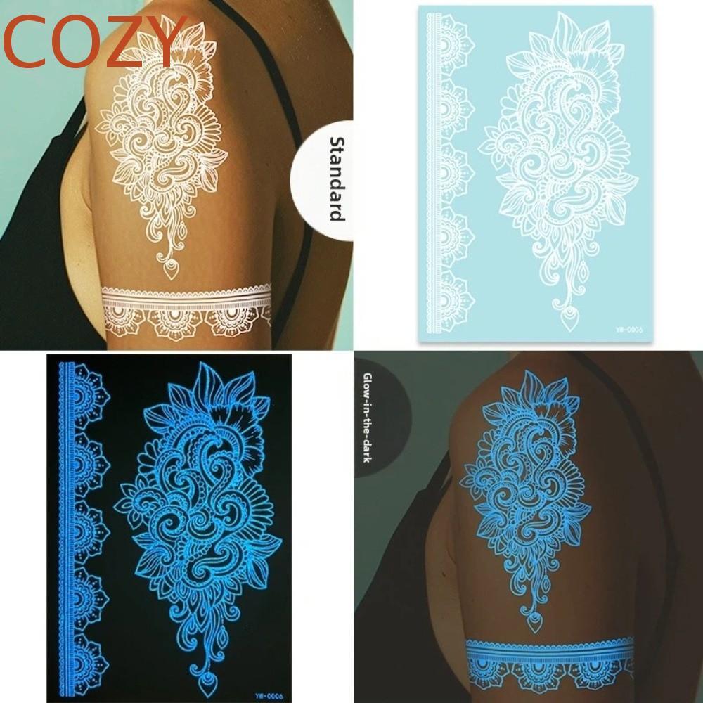 COZY Trắng Henna Hình Xăm Đề Can, Dụng Cụ Cưới Trắng Dạ Quang Henna Hình Xăm Dán, Thời Trang Chân Ta