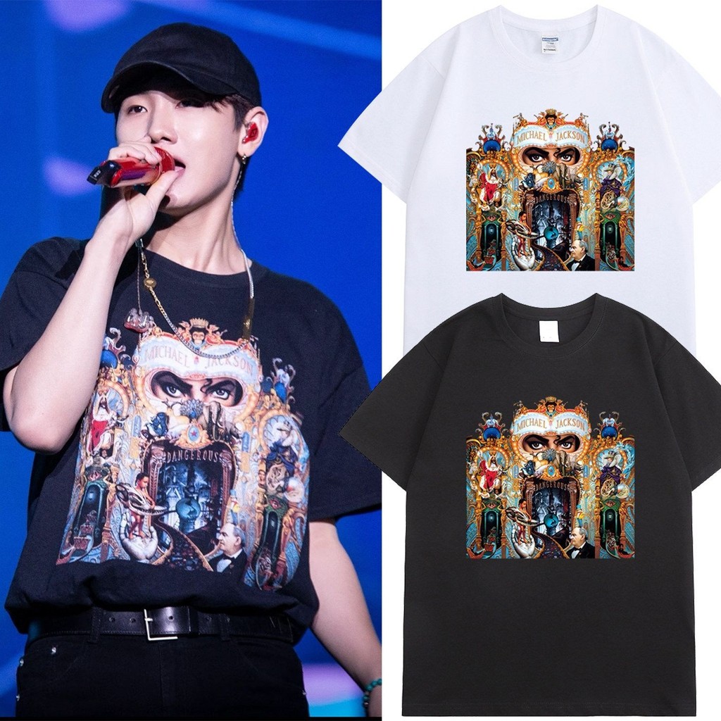 Áo thun Wang Sutaki Michael Jackson Michael Jackson Bìa Album Hỗ trợ Bộ đồ lưu niệm