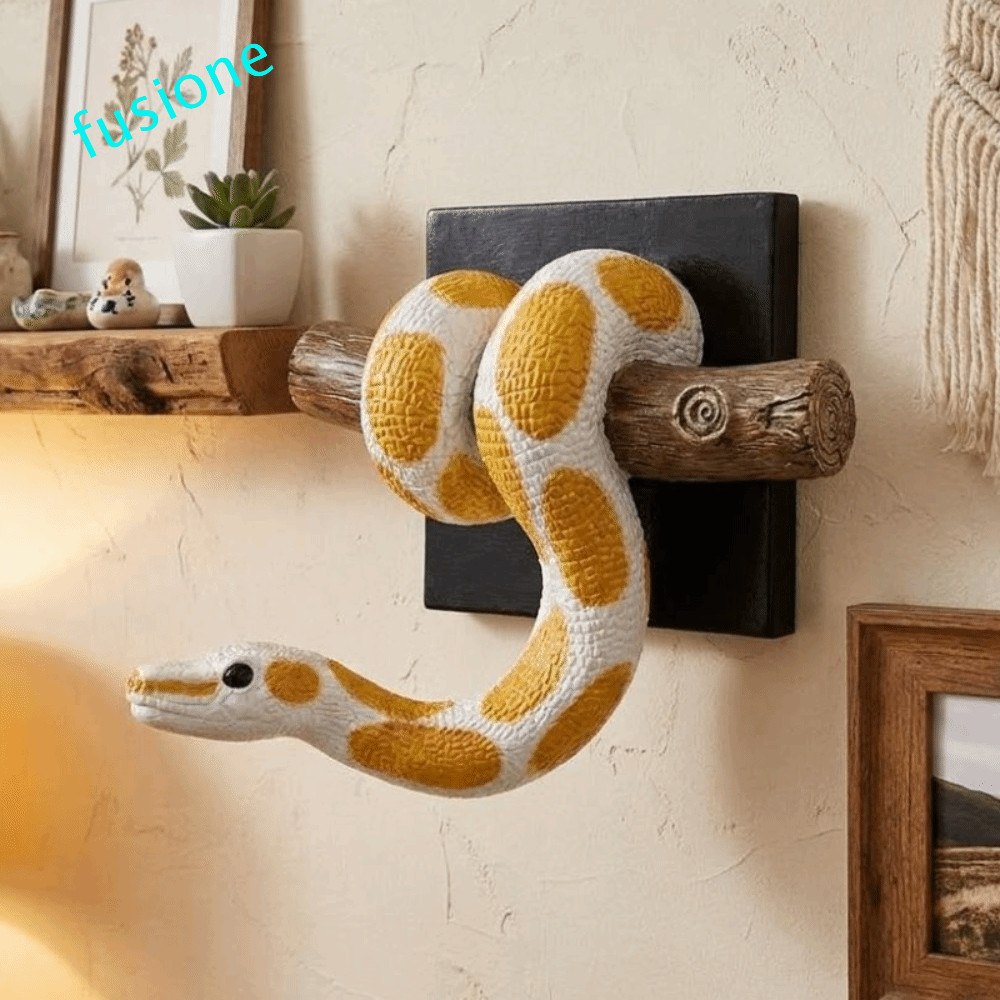 Điêu khắc rắn kim loại 3D FUSIONEDGE, Nhựa bò sát theo chủ đề Quả bóng vàng Python Nghệ thuật treo t