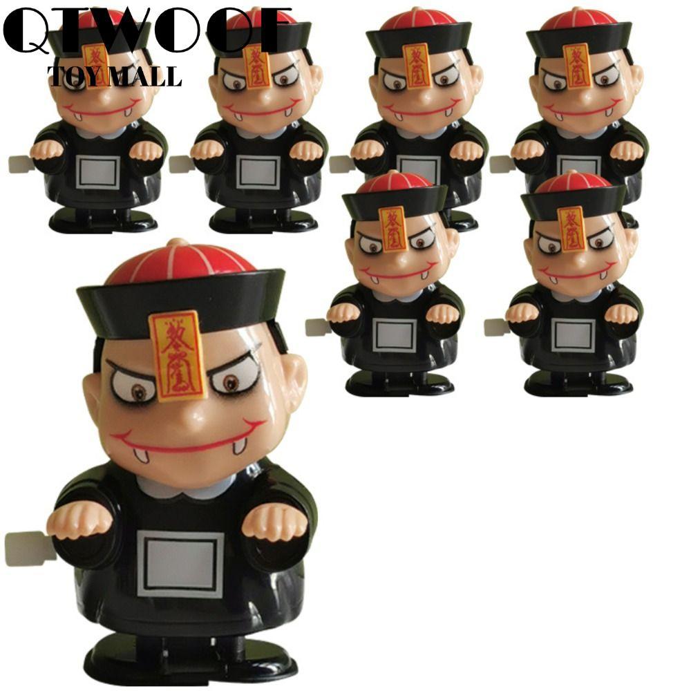 QTWOOF 6 Đồ chơi Zombie Trung Quốc Halloween, Đầu lâu bằng nhựa Đồ chơi đi bộ gió mới lạ, Ma cà rồng