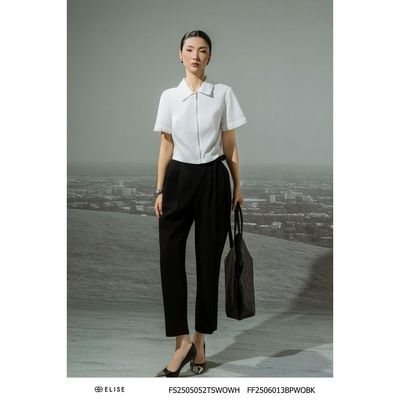 Quần baggy đen dây nơ cạp thiết kế Elise FF2506013BPWOBK