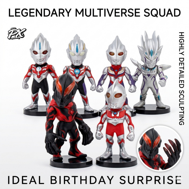 Bộ 6 Nhân Vật Hành Động Ultraman - Mini Tiga Zero Orb Belial Geed Hình - Bộ Sưu Tập Siêu Anh Hùng Cổ