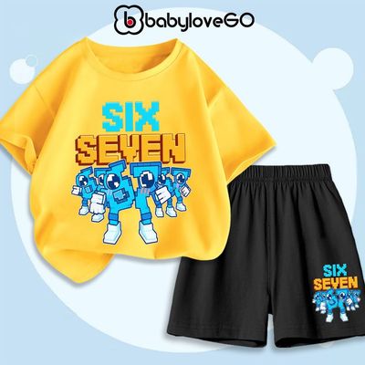 Bộ quần áo cho bé trai BabyloveGO, set đồ thun cotton SIX SEVEN cho bé 1-10 tuổi AQ-HE45