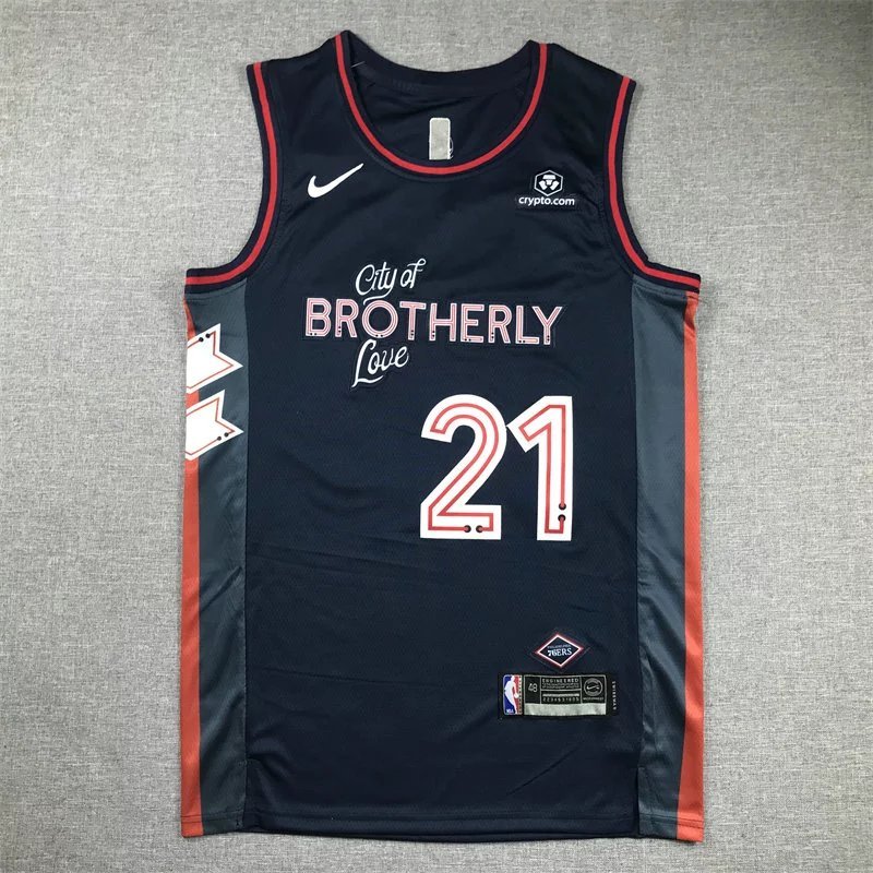 Áo đấu mới của đội 76ers - Jersey Embiid số 21, phiên bản 2024, áo thêu Embiid