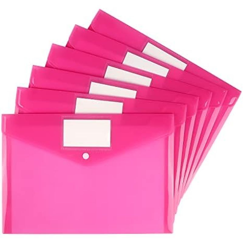 6 Pack Clear Document Folders Plastic Envelopes Poly Envelopes File Envelopes with Label Pocket and 