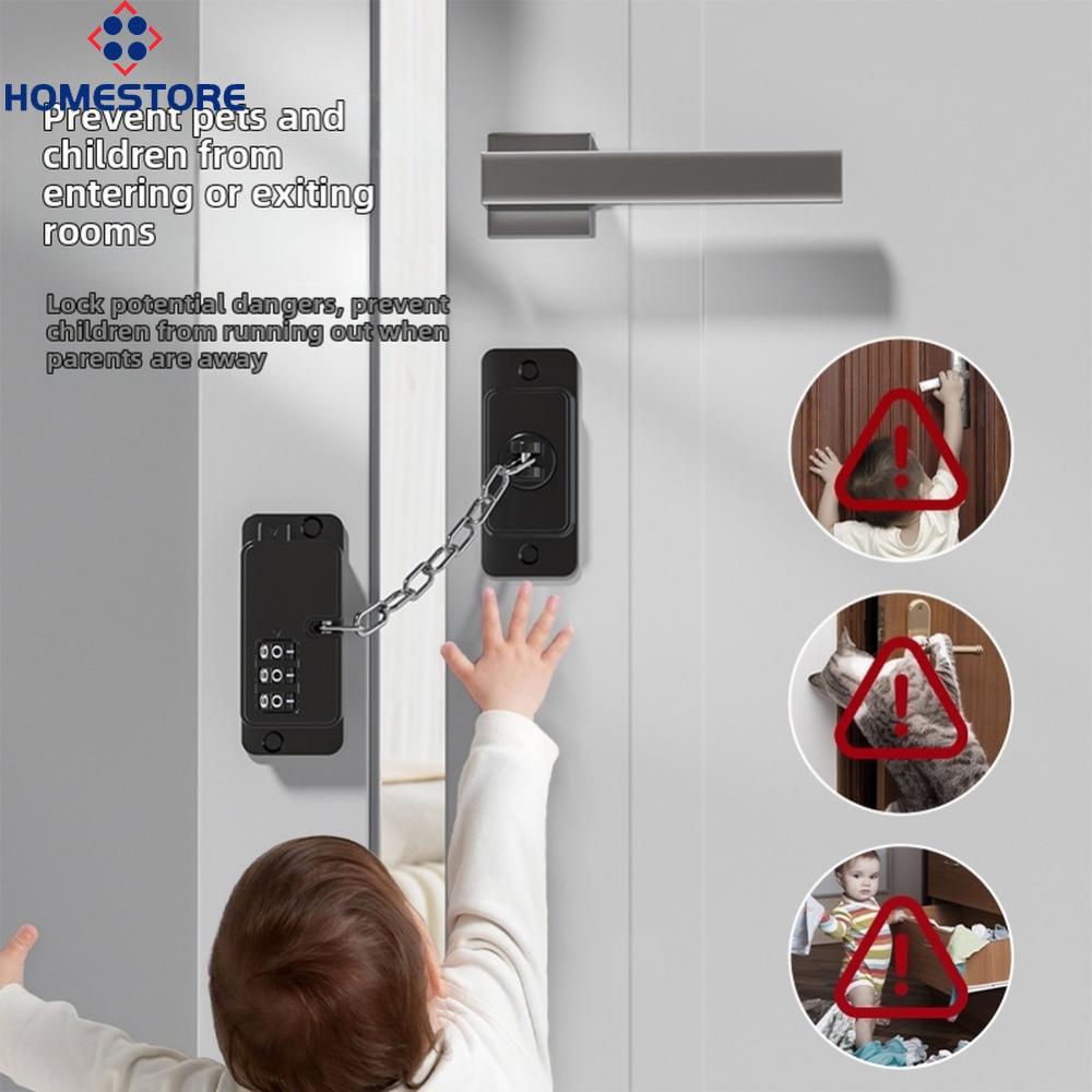[Homestore]Door Drawer Cabinet Fridge Child Lock Adjustable Stainless Steel Chain Load 20kg
