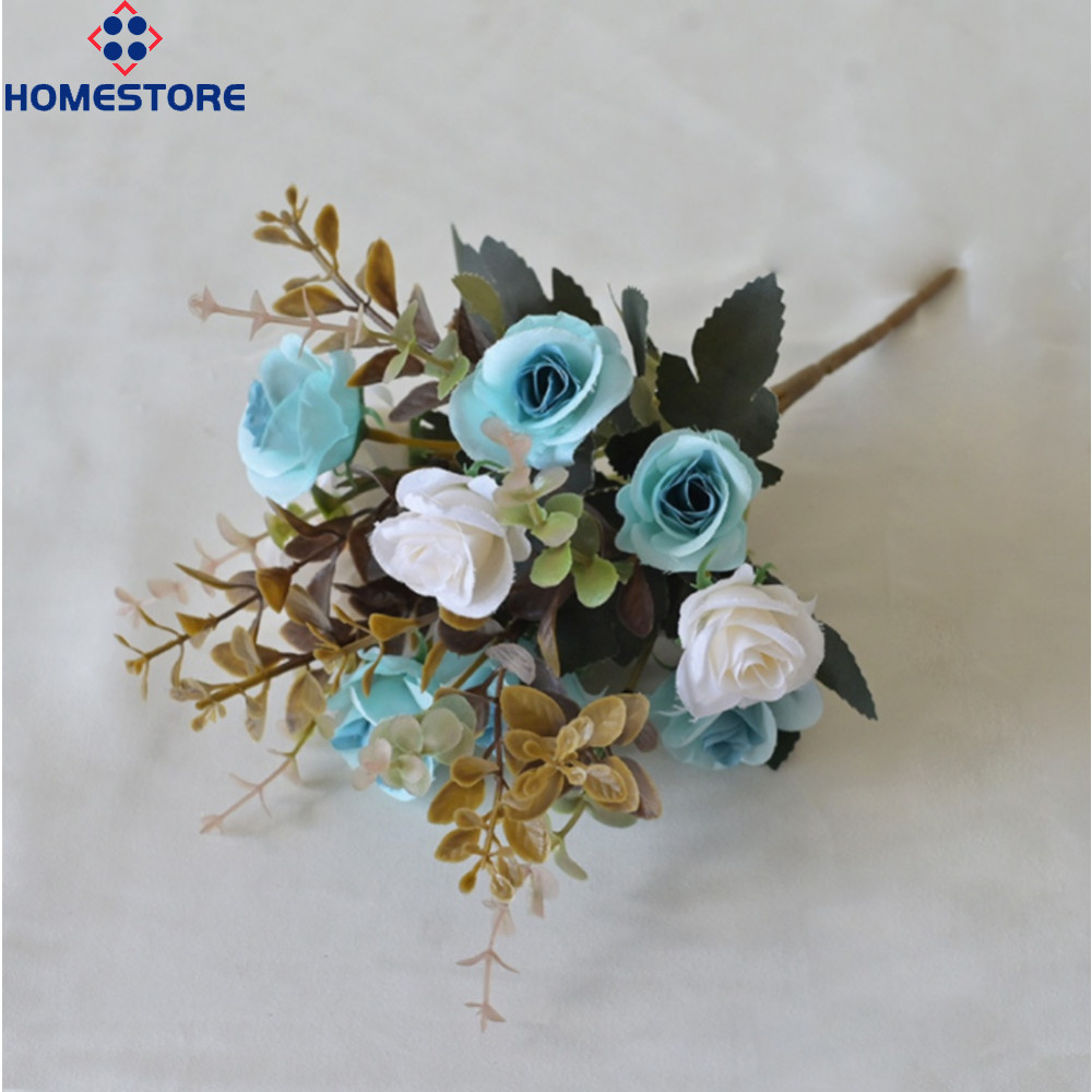 [Homestore]12 flowers Artificial Roses Flower Silk Flower Bouquet For  wedding Home Decor