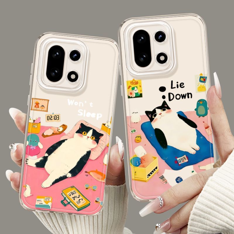 Lười Mèo Con Thích Hợp OnePlus 15T Ốp Lưng Điện Thoại Phong Cách Mới 1Plus 15 Trong Suốt Chống Sốc 1
