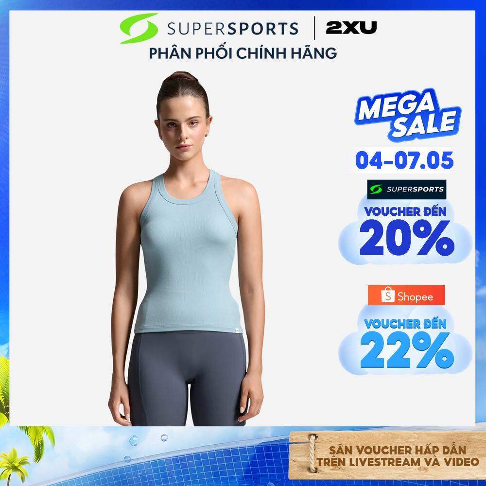 Áo Ba Lỗ Nữ 2XU Fluid Ribbed - WR7412a-CMB/WHT