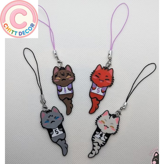 Haikyuu Phone Charm Cats | Ushijima, Tendo, Bokuto, Akaashi | 3d printing | Haikyuu Keychain