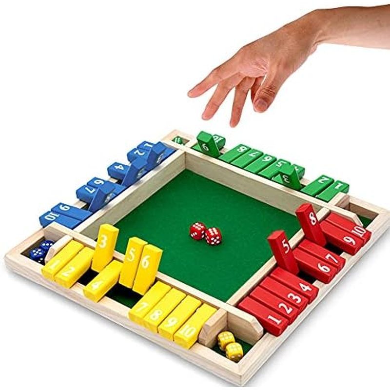 Nicecho Shut The Box Dice Game,2-4 Player Family Wooden Board Table Math Games for Adults and Kids, 