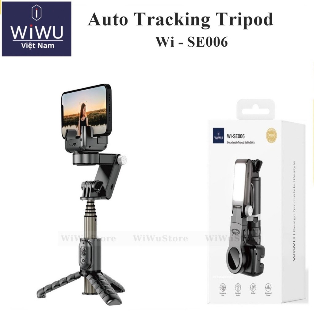 WI-SE006 - Gậy selfie tự sướng chống rung 3 chân đèn LED trợ sáng kèm điều khiển bluetoothWIWU  AUTO