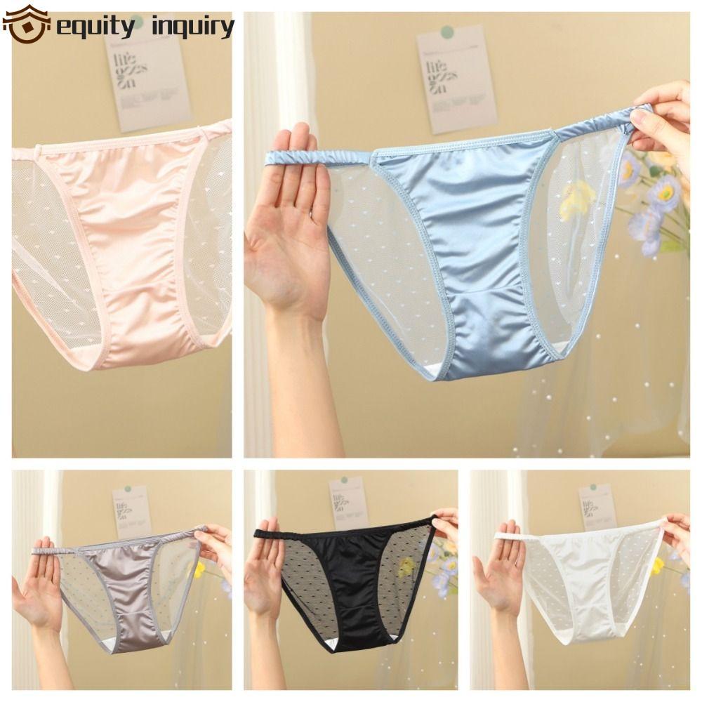 equity inquiry Quần lót lưới EQUITY INQUIRY, Quần lót nữ đáy cotton lụa lạnh trong suốt, cạp thấp Hà
