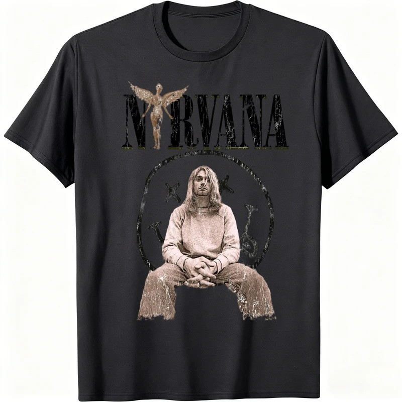 Áo nam Nirvana Band Hip Hop Style Cotton 1 Quá Khổ Y2K Nam Nữ Thường Ngày