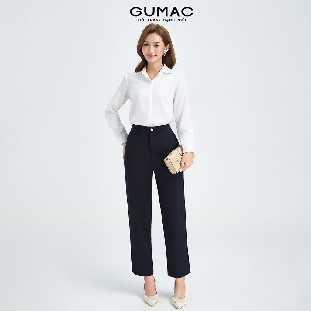 Quần tây baggy nữ GUMAC dáng ống đứng chất tuyết mưa mềm đứng form có túi LQE0819