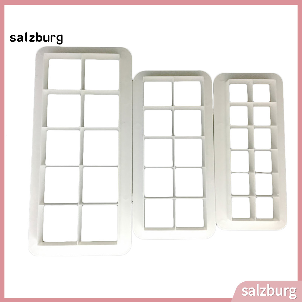 < salzburg > 3 Khuôn Làm Bánh Fondant DIY Trang Trí Bánh Quy Vuông Khuôn Cắt Bánh Quy