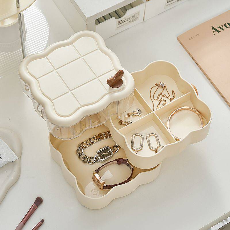 Rotating Jewelry Box Delicate Hair Accessories Jewelry Earring Box Ring Necklace Earrings Stud Earri