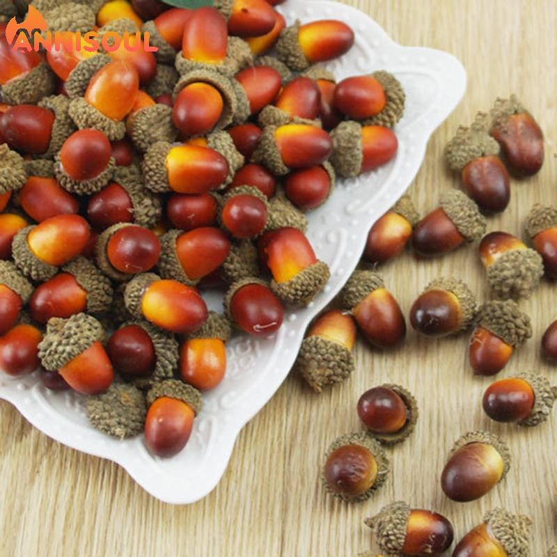 [NISO]Artificial Acorn Nut Party Set Supplies Winter Xmas 50pcs Autumn Decor