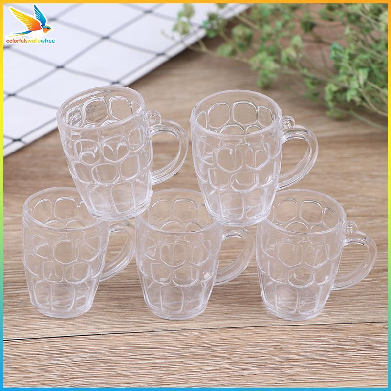 Colourswallowfree 5 Cái 1: 12 Nhà Búp Bê Thu Nhỏ Phụ Kiện Nhựa Trong Suốt Bia Cốc ABC