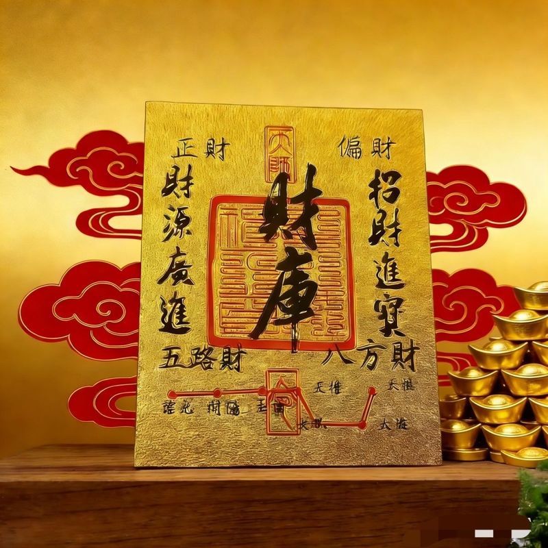 开】2026五路财源招财进宝财库聚财贴纸贴财库墙贴Back of the model, financial library sticker, five channels of financial re