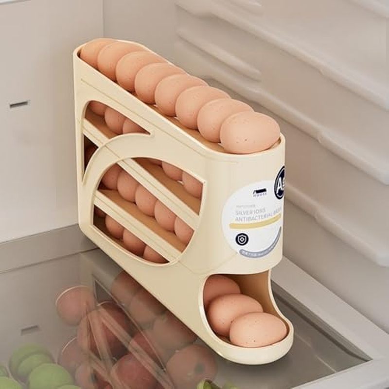 Egg Holder for Fridge,Egg holder countertop,Space-Saving Automatic Rolling Egg Dispenser for Refrige