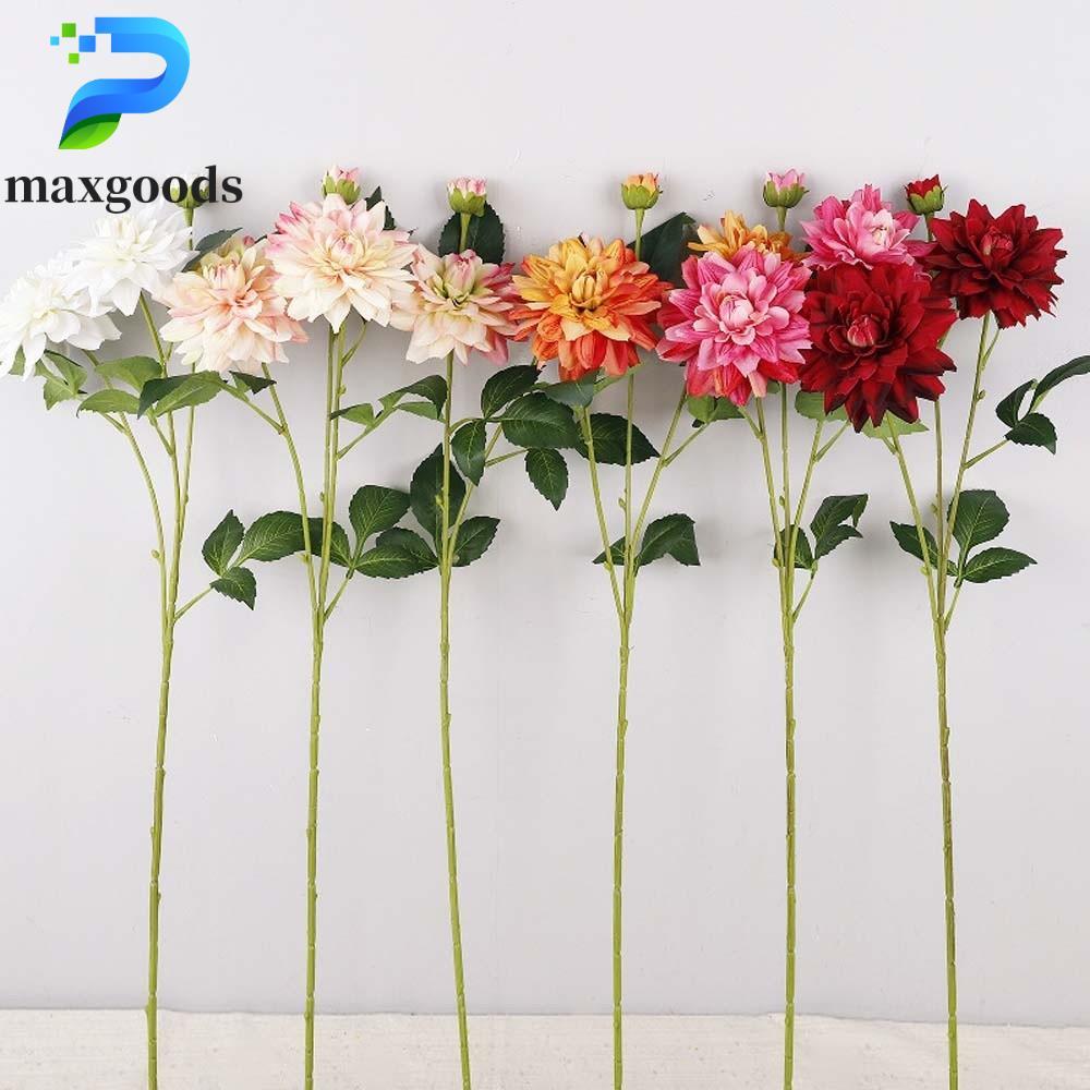 MAXGOODS Nhân Tạo Hoa Dahlia, Handmade Cảm Ứng Thật Mô Phỏng Lớn Dahlia, Bình Trang Trí 76cm Cây Thự