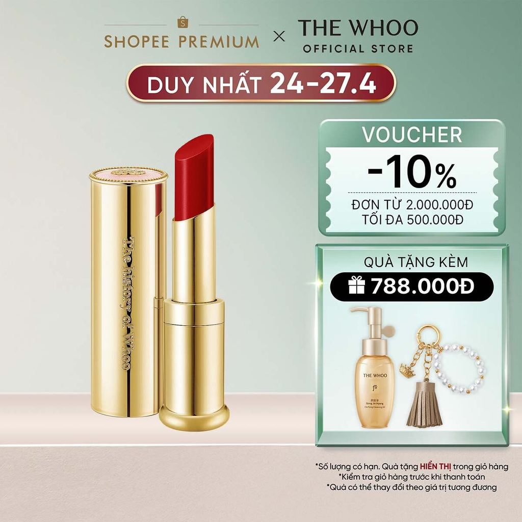[THE WHOO OFFICIAL] Son dưỡng môi có màu, giàu dưỡng chất The Whoo Essential Lip Glow Balm 3.3gr