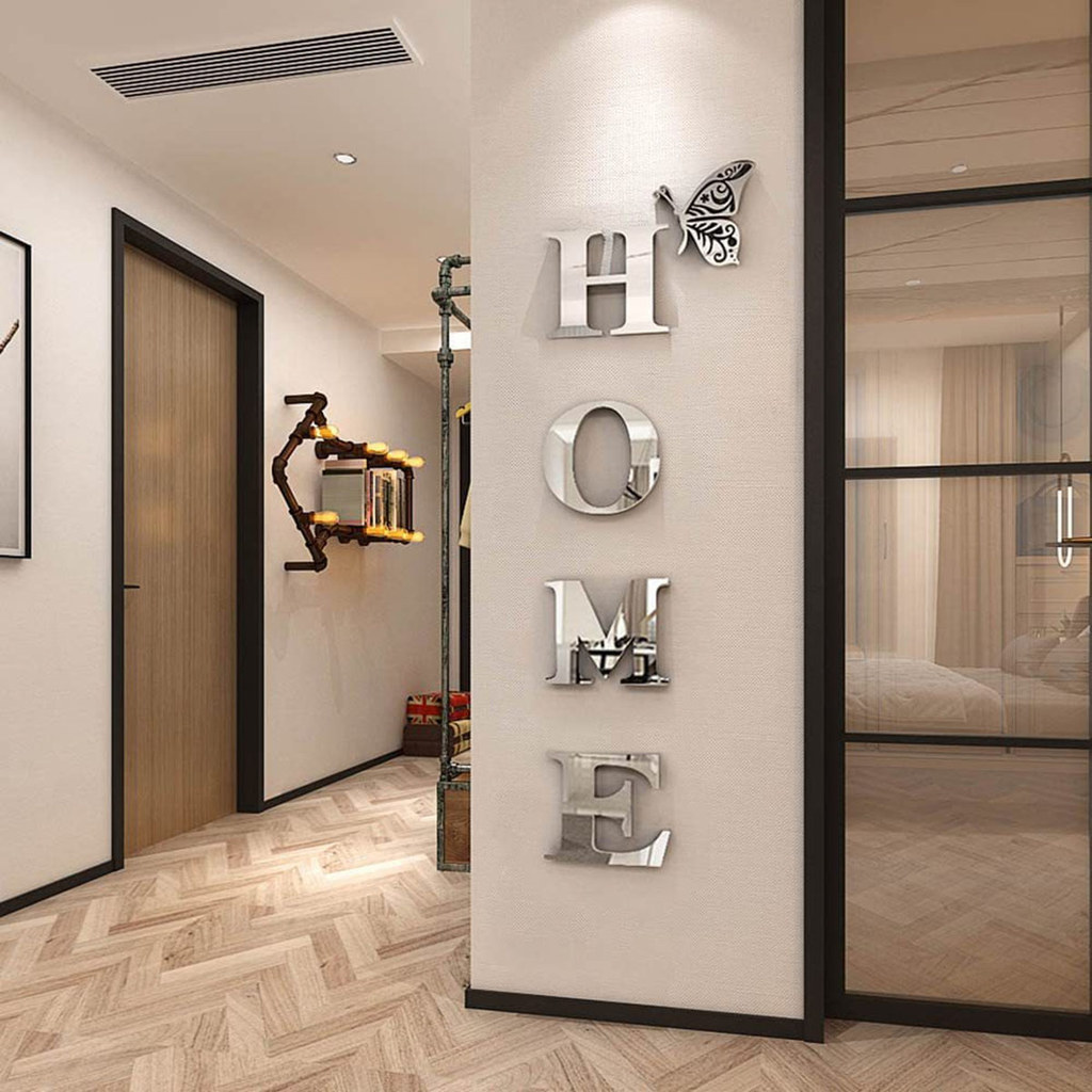 HOME Home Logo Nhãn dán tường gương 3D, trang trí lối vào, trang trí nhà cửa