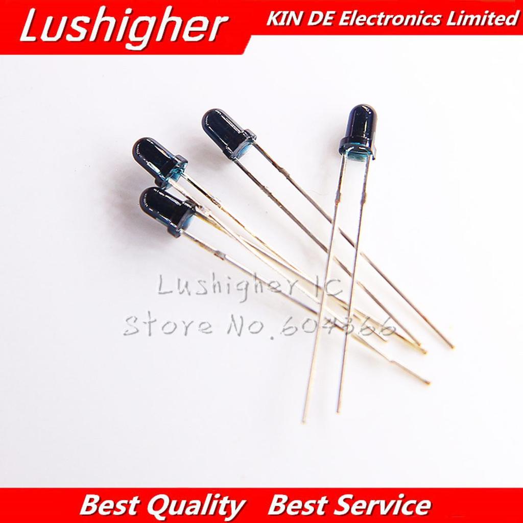 100 chiếc LED 3mm 940nm IR Nhận Diode Ống Tròn Đèn LED
