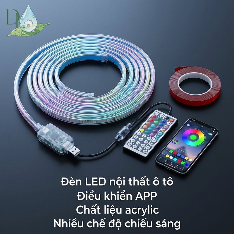 RGB Nội thất ô tô LED Fiber Optic Light App Remote Music Sync USB Acrylic Trang trí xung quanh