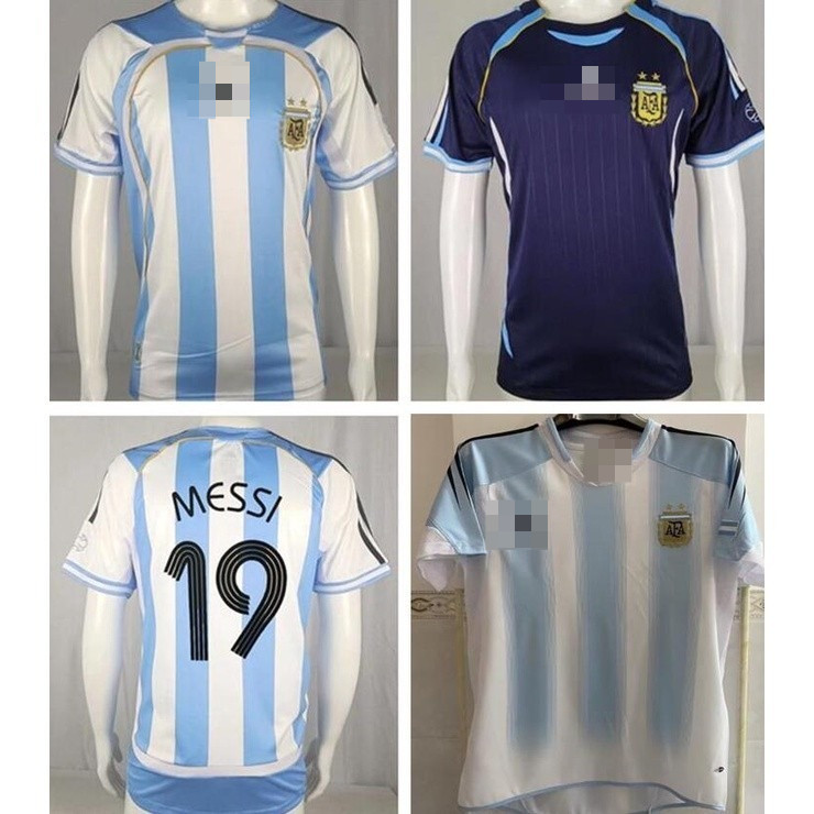2005 2006 Argentina Sân khách sân nhà Retro Soccer Jersey #19 MESSI #10 Áo bóng đá RIQUELME 04-05