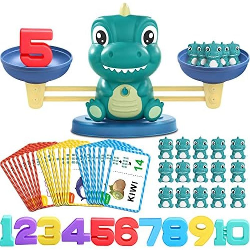 Kaodezhu Dinosaur Math Balance Toys - Montessori Toys for 3 Years Old Kids, Learning and Educational